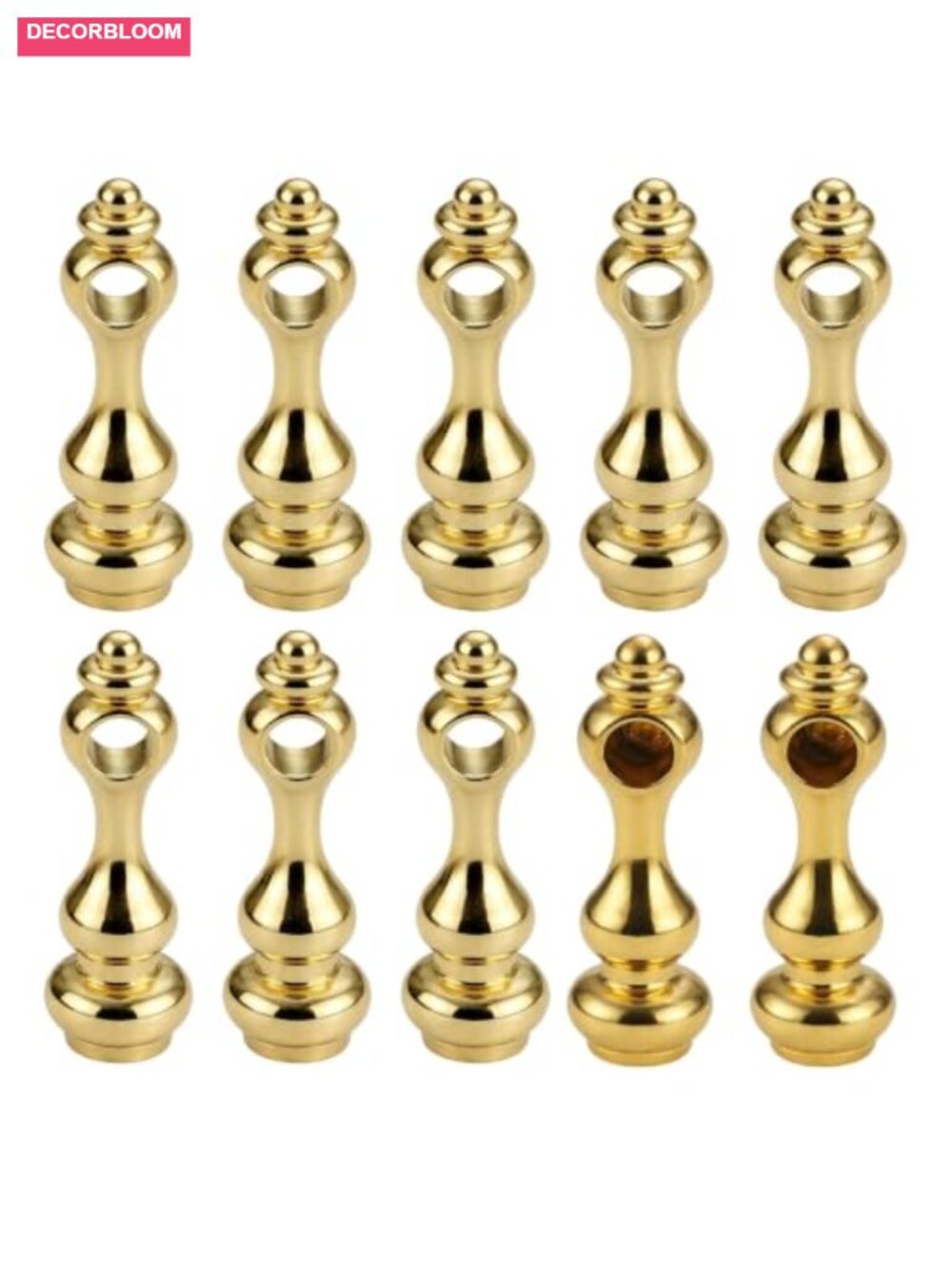 Brass Finish Gallery Rails for Shelves Connectors 10PCS Zinc Alloy Brass Post